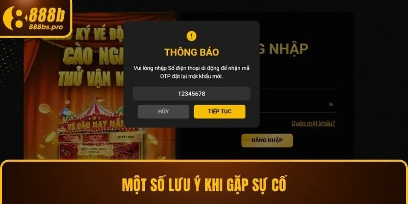 Một số lưu ý khi gặp sự cố đăng nhập 888B